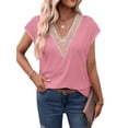 thumbnail image 4 of Fantaslook Lace Womens Blouses Cap Sleeve V Neck T Shirts for Women Summer Casual Tops, 4 of 9