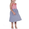 thumbnail image 5 of Kidsy Toddler Baby Girls Nautical Striped Peruvian Cotton Dress – Strappy, Loose-Fit, Long Skirt, Whte/Crimson/Midnight, 6, 5 of 11