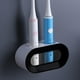 thumbnail image 3 of Portacepillos de dientes de doble orificio, sin perforaciones, accesorio de baño para cepillos de dientes Negro, 3 of 9