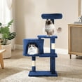 thumbnail image 5 of CL.HPAHKL Modern Small Kittens Condo, 37 In Short Sturdy Cat Tower Scratching Post with Soft Plush Perch Multi-Level Cat Tree House with Funny Toys Pet Play House for Indoor Cats, Navy Blue, 5 of 9