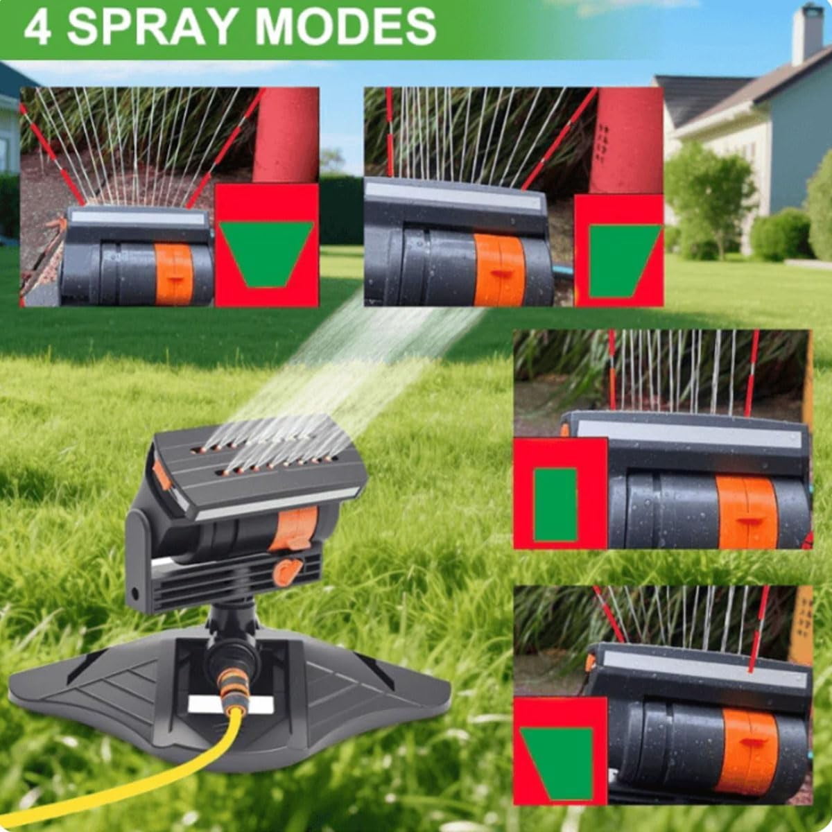 16-Nozzle Oscillating Sprinkler with Dual-Zone Sprinkler Water Timer, Adjustable Garden Sprinkler Watering System, 360° 16-Hole Automatic Rocking Sprinkler (Ground-Insert, Sprinklers)