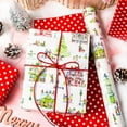 thumbnail image 5 of Christmas Wrapping Paper, Christmas City Skier Wrapping Paper, Watercolor Blush and Green Paris Apartments Pattern Holiday Gift Wrp for Winter Celebrations, Party (Mini Roll, 17Inch x 33Feet), 5 of 7