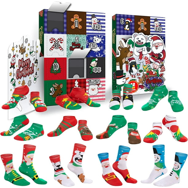 2021 Christmas Socks Advent Calendar Includes 12 Pairs Socks Bulk 12 Days  of Christmas Socks Countdown Calendar with 8 Low Cut Socks and 4 Knee High  Socks - Walmart.com