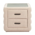 thumbnail image 6 of Soffice Nightstand Beige End Table, Modern Style, Tempered Glass rectangular shape tabletop, MDF, Indoor Bedroom, 6 of 12