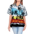 thumbnail image 5 of HAPPY BAY Button Down Shirt for Women Casual Summer Beach Party Short Sleeve Vacation Blouse Shirt Hawaiian T-Shirt Blouses Dress Tee Shirts Tops for Women XL Palm Tree View, Grey, 5 of 5
