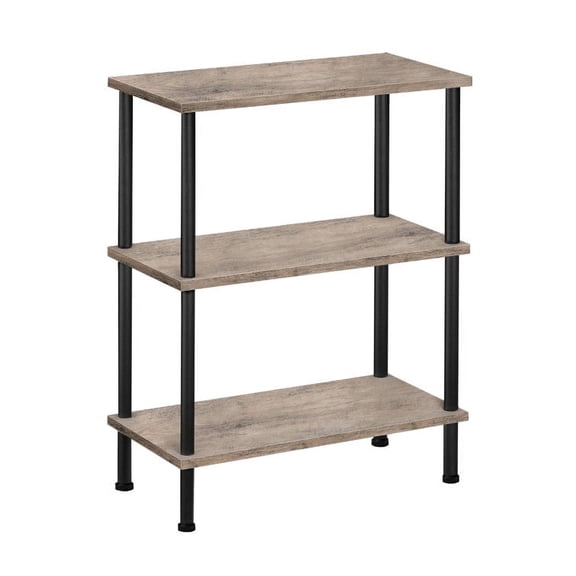 HOOBRO 3-Tier Slim End Table with Storage, Tool-Free Assembly, Greige