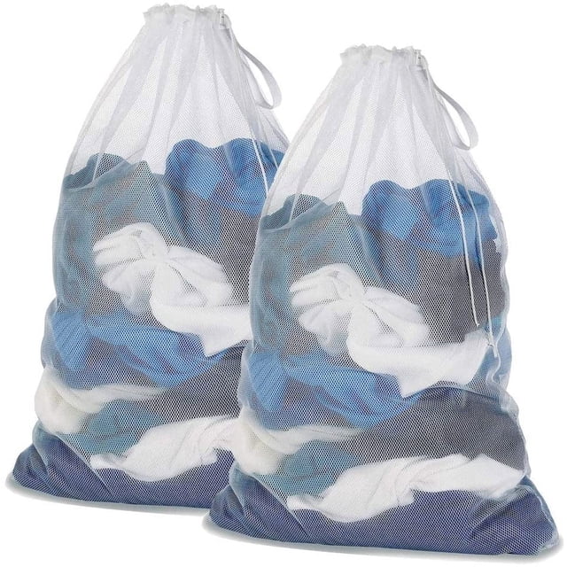 ZHAOCHENG Bolsa de Lavandería - Redes de Lavado Bolsa de Lavandería - Bolsas de Lavandería para Proteger la Ropa a Lavar a Máquina - Blanco (2 Piezas, Blanco)