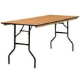 thumbnail image 1 of 30'' x 72'' Rectangular Wood Folding Banquet Table with Clear Coated Finished Top, 1 of 9