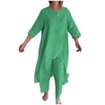 thumbnail image 2 of uublik Women Outfits Long Sleeve Blouse and Elastic Waist Long Pants Suit Green, XXXXXL Summer Clearance, 2 of 6