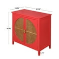 thumbnail image 3 of 2 Door Natural Rattan Weaving Storage Cabinet, Side Standing Cabinet with Golden Semicircular Metal Handle, Entrance Table Cabinet with Inner Shelves for Living Room Bedroom Study Room, Red, 3 of 9