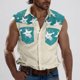 thumbnail image 2 of Camisas de Cuello para Hombres, Moda Casual Día de la Independencia Imprimir Turndown Bolsillos sin Mangas Tanque Deportivo, 2 of 5