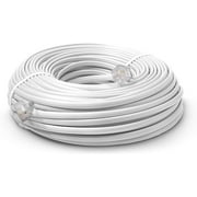 THE CIMPLE CO - 50 FT Feet Modular Phone Line Cord - High Quality 2 Conductor - White - 1 Pack