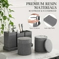 thumbnail image 5 of 6-Piece Bathroom Set Grey - Stone Textured Resin Bathroom Organizer with Soap Dispenser, Toothbrush Holder, Vanity Tray, Tumbler & Cotton Swab Jars for Small Spaces, 5 of 16