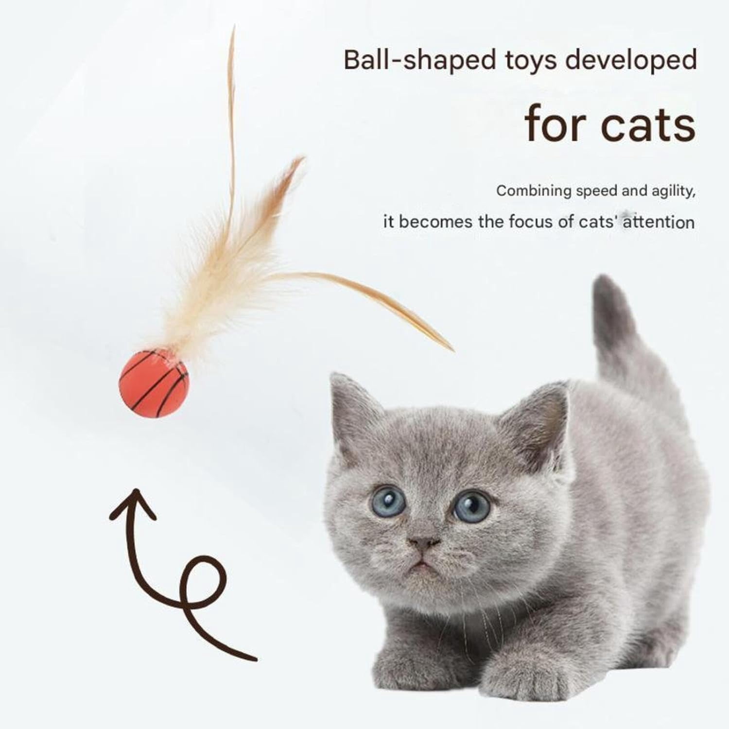 Celery Pets Cat Toy, Interactive Feather Ball Toy Set for Cats, Bouncy Tails Cat Toys, Feather Ball Toy for Cats, Bouncy Balls for Cats, Feather Bouncy Ball Cat Toy (Set*A+B)