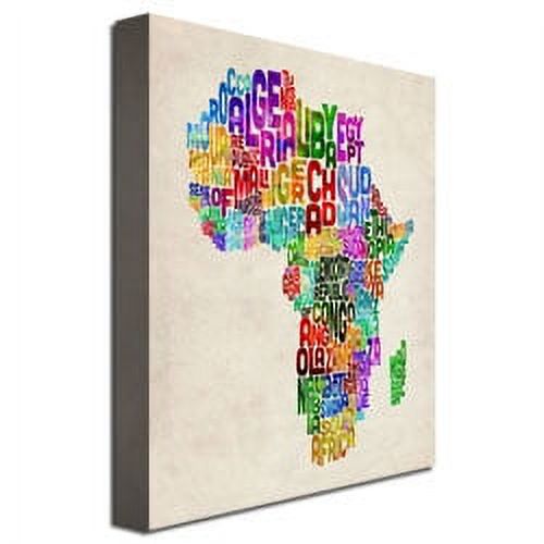 Trademark Art "Africa Text Map" Canvas Wall Art by Michael Tompsett