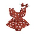 thumbnail image 1 of Falda Vestido mameluco para niñas pequeñas, 2 uds., monos fruncidos, vestido, ropa de bebé a la moda Ygjytge Naranja T 3/6M para Niña, 1 of 8