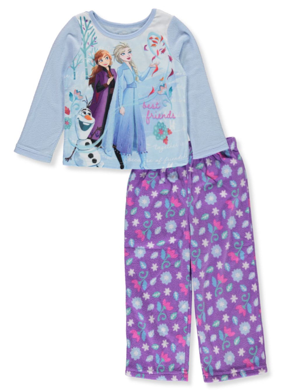 Disney Frozen Blue Elsa 2 Piece Summer Pajama Set Short Sleeve Silky 