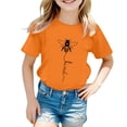 thumbnail image 1 of PMVFHDE Hauts à Manches Courtes pour Filles Mode Décontractée Imprimé Col Rond T-Shirt Ample Orange, 3-4 Ans, 1 of 4