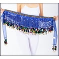 thumbnail image 2 of Sequined Chiffon Tassel Scarf Belly Dance Hip Scarf Waist Chain Skirt Hip Scarf Latin Skirt,darkblue, 2 of 3