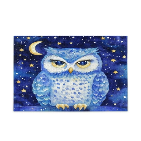WOBOGO Blue Starry Owl Puzzle Challenge 500 Piece Jigsaw Suitable for Game Night Finished Size 20.5 x 14.9in