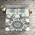 thumbnail image 2 of Ambesonne Octopus Quilted Coverlet 3 Pcs, Drawn Mandala Flower, Queen Size, Grey White, 2 of 2