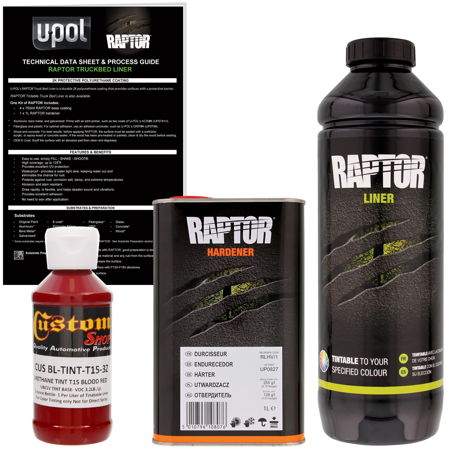 Raptor Blood Red Urethane SprayOn Truck Bed Liner & Texture Coating, 1