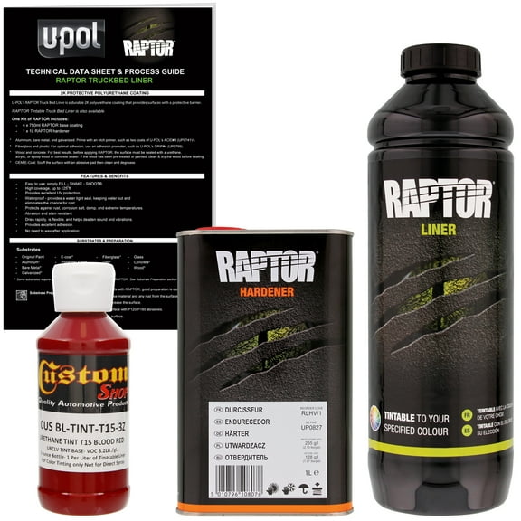 Raptor Blood Red Urethane Spray-On Truck Bed Liner & Texture Coating, 1 Liter