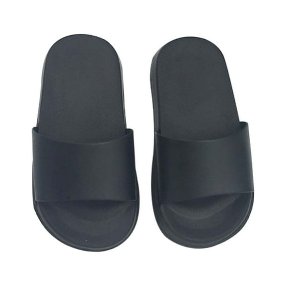 Xfvqtps Toddler Slippers Solid Color Simplicity Thick Bottom Soft Sole Non Slip Comfortable Breathable Indoor and Outdoor PVC Slippers Black