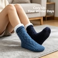 thumbnail image 2 of TELOLY 2Pairs Slipper Socks for Women,Size 43-45 Slipper Socks,Inner Cotton Fleece Fuzzy Socks,Style1,28Cm, 2 of 5