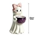 thumbnail image 3 of Halloween Ghost Statue with Purple Pumpkin Bowl 9.8 Inch Cute Ghost Resin Figurine with Pink Bow Tabletop Decor for Tiered Tray Mantel Shelf Indoor Home Decoration Holiday Gift for Women, 3 of 7