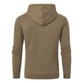 thumbnail image 2 of Pdbokew Men's Pullover Hoodie Check Jacquard Kangaroo Pockets Color-Block Design Long-Sleeve Drawstring Casual Hooded Sweatshirt Khaki XL, 2 of 6