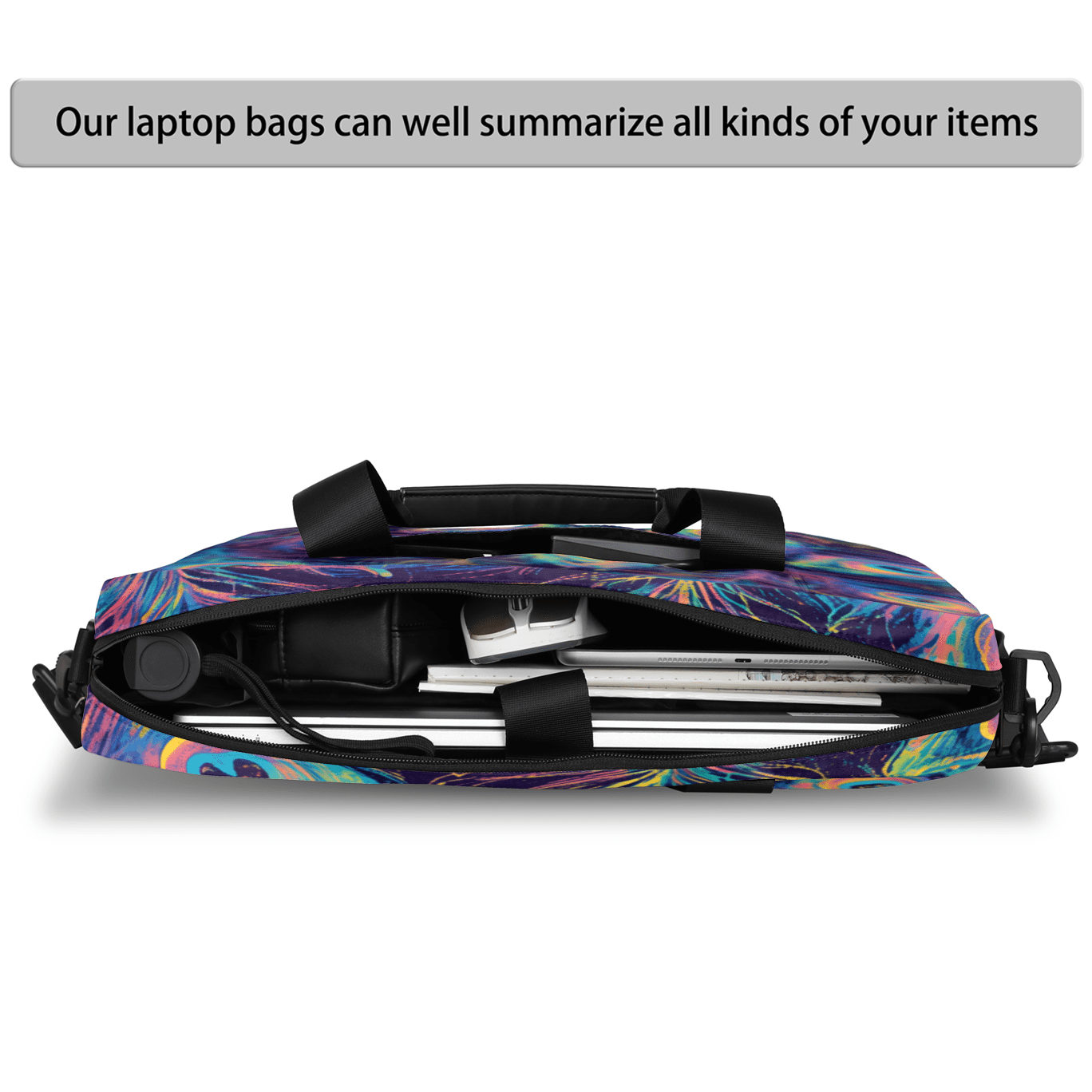 Herdesigns Peacock Feather Laptop Bag for Women Men, Computer Case Briefcase Messenger Bags, 15-15.6 inch Laptop Sleeve Shoulder Bag