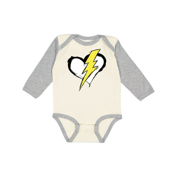 Inktastic Lightning Bolt Heart Boys or Girls Long Sleeve Baby Bodysuit