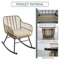thumbnail image 2 of FURNITURE ONE 3-Piece Patio Conversation Bistro Set, Outdoor Wicker Rocking Chair Set Furniture with Round Tempered Glass Top Table & 2 Rattan Armchairs for Garden, or Backyard, 2 of 5