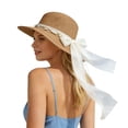 thumbnail image 2 of Straw Bucket Hats for Women Summer Wide Brim Beach Sun Hat Fisherman Hat with Bow Tie, 2 of 9