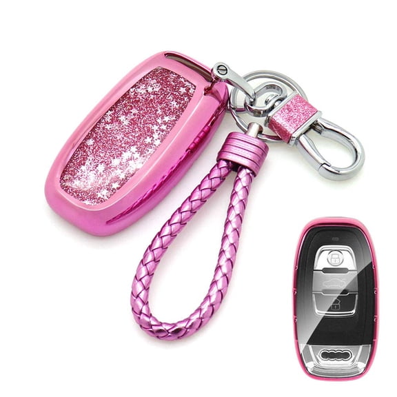Key Shell Key Fob Cover Case Keychain Compatible with Audi A1 A3 A4 A5 A6 A7 A8 Q5 Q7 S5 S7 R8 RS Holder Protector Metal Keychain