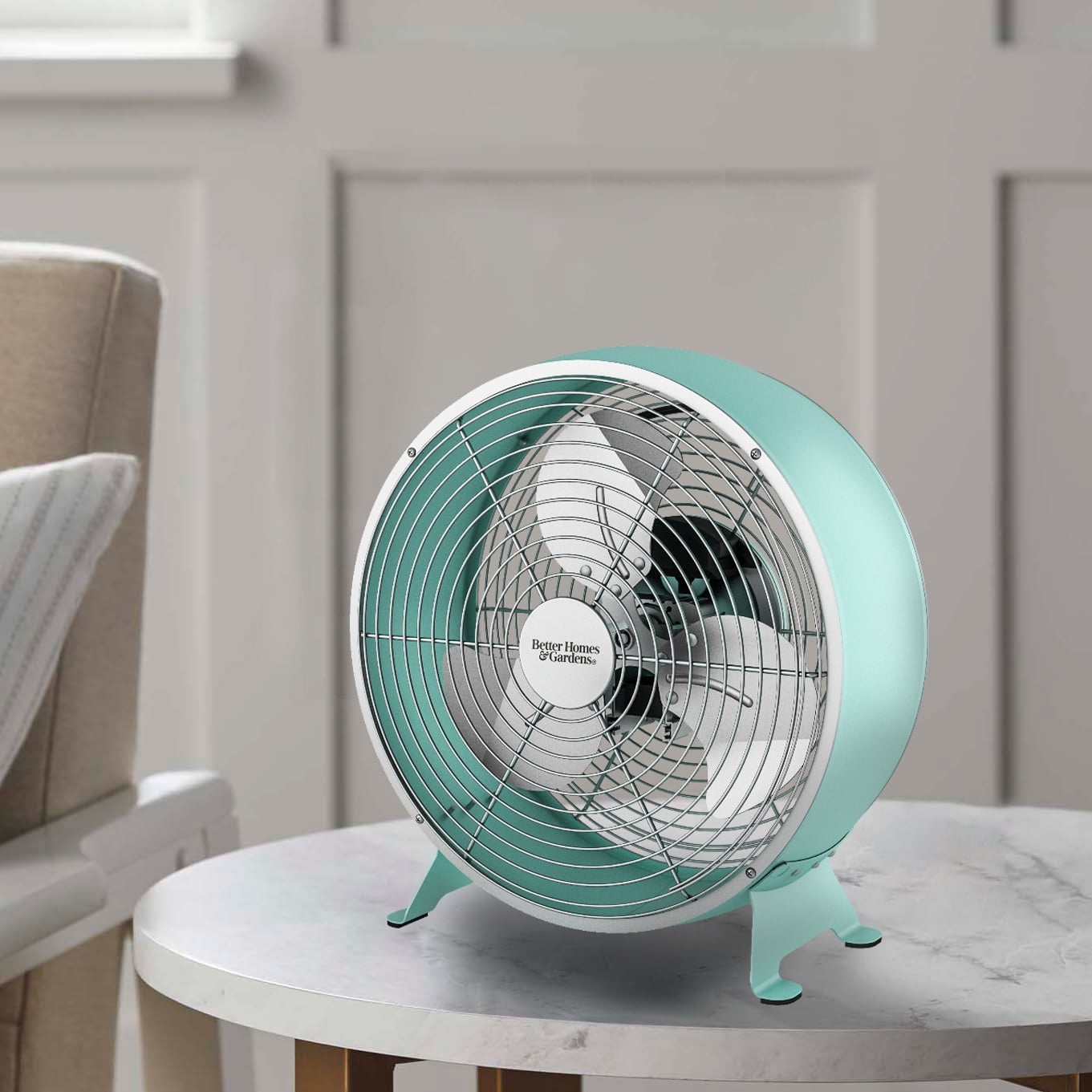 Better Homes & Gardens 9" 3-Speed Mint Retro New Drum Table Fan