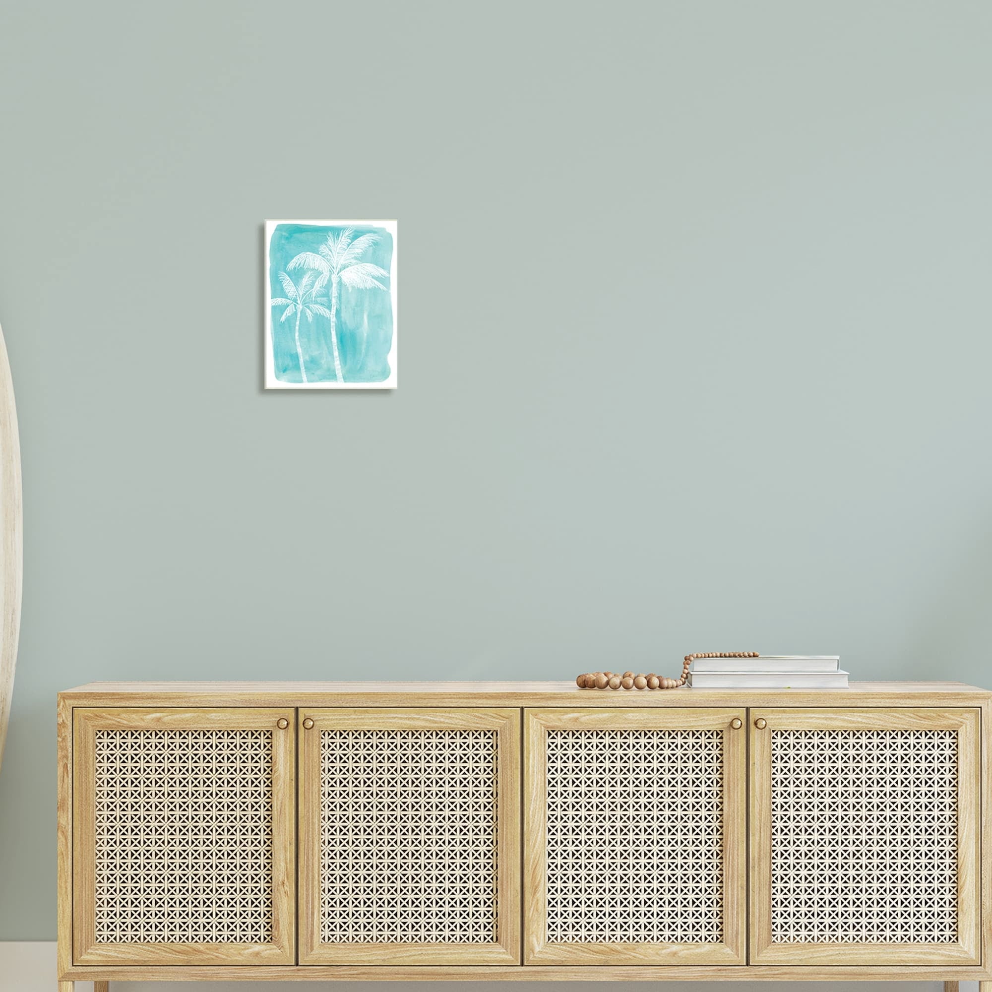 Stupell Industries White Palm Tree Beach Blue Tropic Painting,13 x 19, Design by Kamdon Kreations