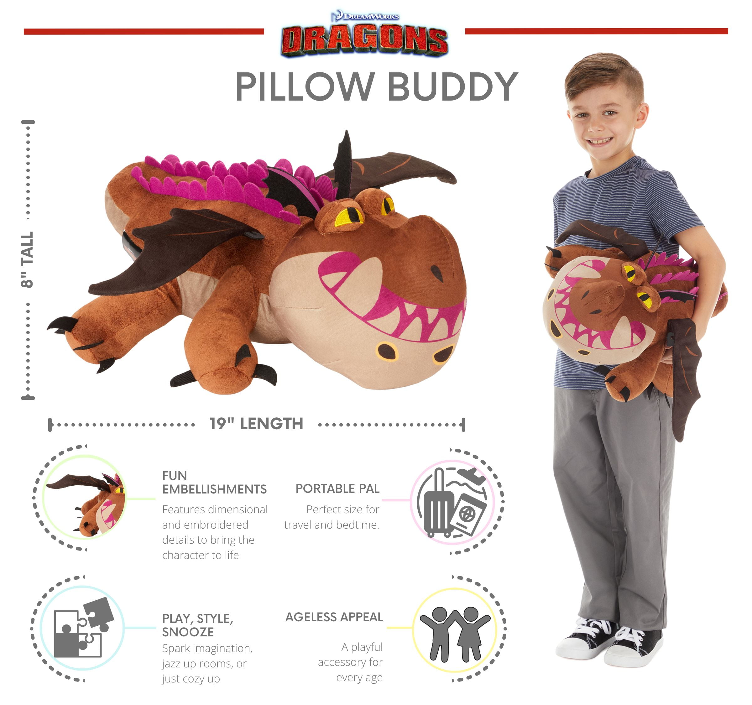 How to Train Your Dragon Meatlug Kids Plush Bedding Cuddle and Decorative Pillow Buddy