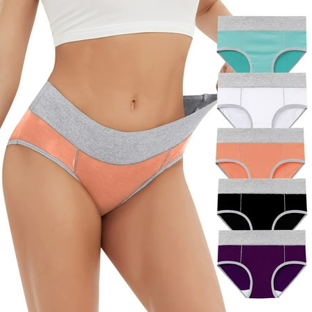 SnnmBlm Womens Underwear Cotton Seamless Panties Soft Breathable Briefs Plus Size High Waist Thongs Orange M