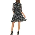 thumbnail image 3 of INSPIRE CHIC Floral A-Line Dress for Women's Casual Mock Neck Fit and Flare Chiffon Dress, 3 of 6