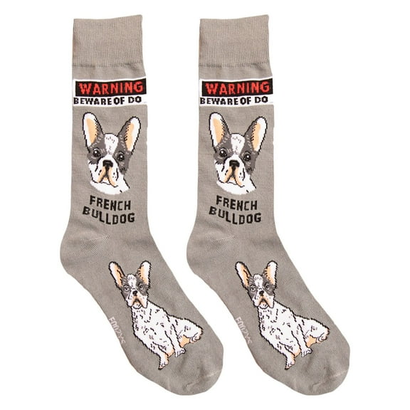 Men's Beware of Dog French Bulldog Crew Socks