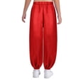 thumbnail image 2 of Aislor Girls Satin Bloomers Belly Dance Loose Solid Color Harem Pants Halloween Indian Arabic Trousers Red 12, 2 of 6