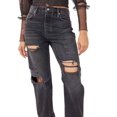 thumbnail image 2 of Free People Women's Distressed Tapered Baggy Boyfriend Jeans Black Size 27, 2 of 3