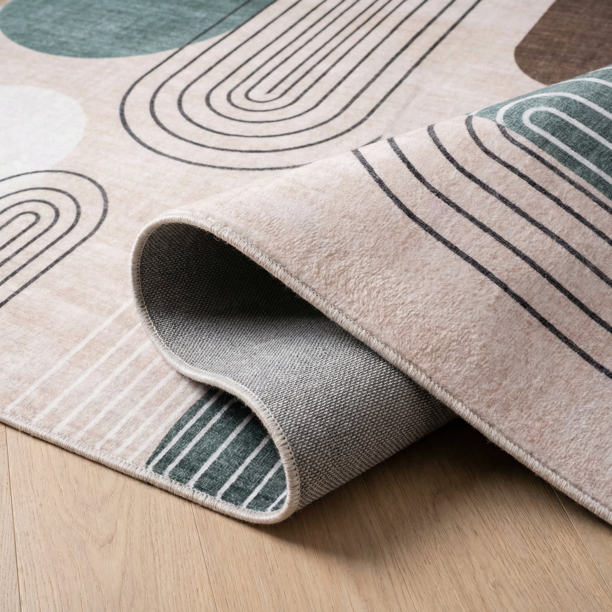 Rug Branch Eclipse Mid-Century Modern Indoor Area Rug, Beige Green, Abstract - Living Room, Bedroom, Dining Room, and Office