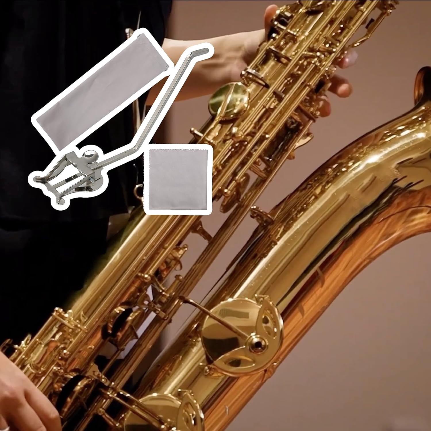 ABCISI Saxophone Band Clamp-On Holder Replacement for Alto & Tenor, Nickel-Plated Saxophone Marching Lyre Music Sheet Clip, Musical Instrument Accssories