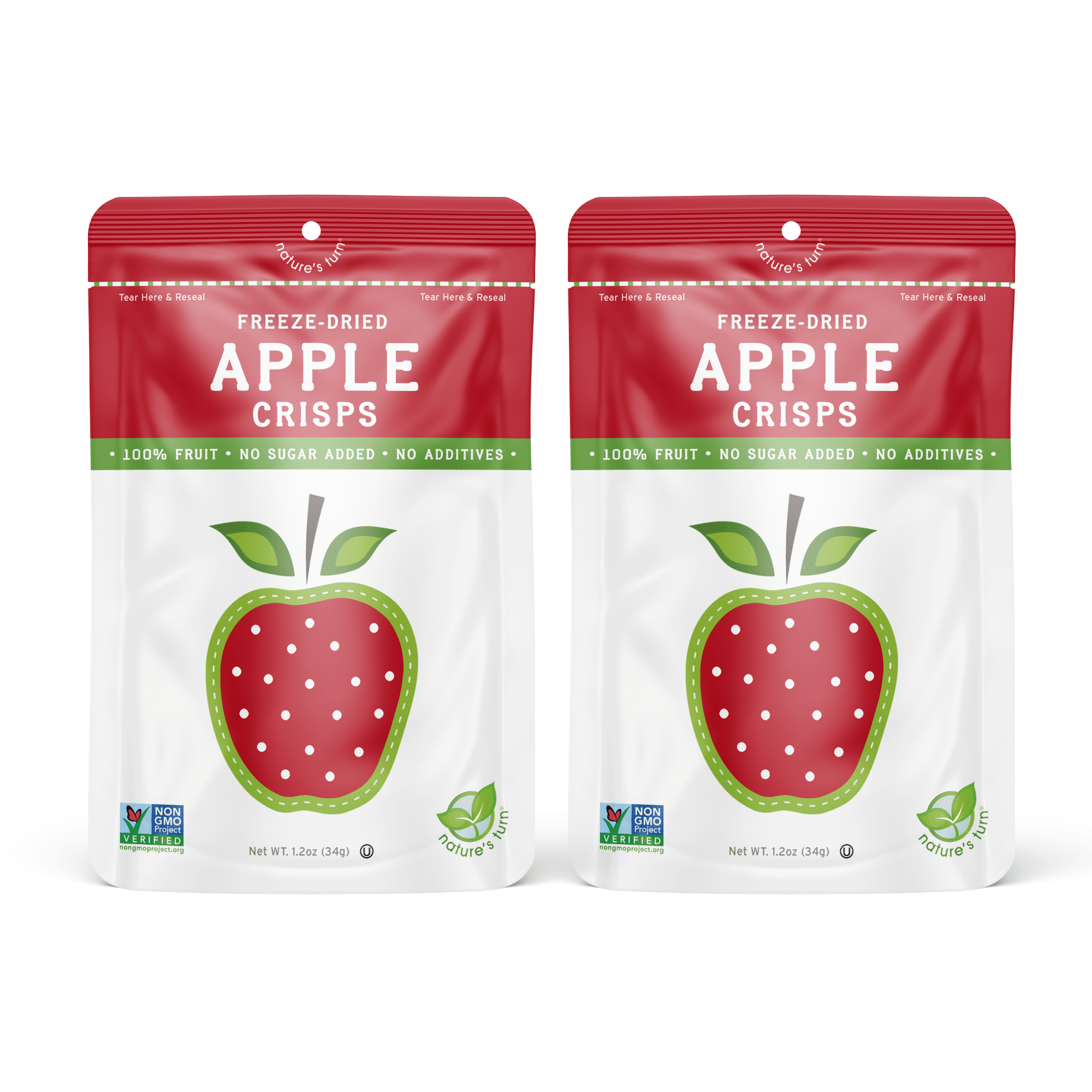 Nature’s Turn Freeze-Dried Apple Crisps, No Added Sugar, Healthy Natural Fruit Crisp Snack for School Lunches, 12 Pack (0.53 oz Each)