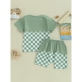 thumbnail image 4 of Suealasg 2Pcs Toddler Boys Summer Shorts Set Baby Boys Clothes Set Short Sleeve Checkerboard Print Tops and Drawstring Shorts Sets, 4 of 9