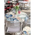 thumbnail image 5 of Outdoor Tablecloth with Umbrella Hole for Patio/Picnic/Party/Camping, Navy Blue Coastal Waterproof Table Cloth Round Cover Washable, Shell Starfish Coral Nautical Beige Ocean (Dia 54"), 5 of 9