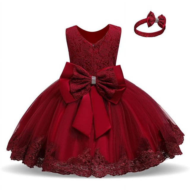 Vestido de princesa para bebé, vestido de un año, vestido de encaje con lazo, vestidos para bebé